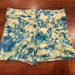 Torrid Women's Blue Yellow Tie Dye Cotton Stretch Biker Shorts Size 0 Large